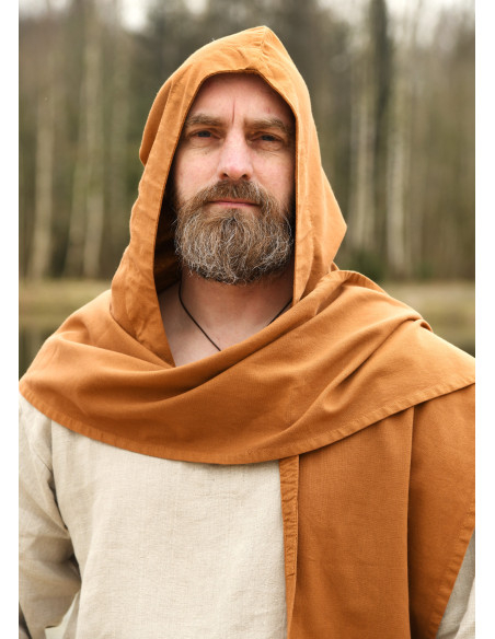 Medieval tørklæde med hætte i bomuld,...