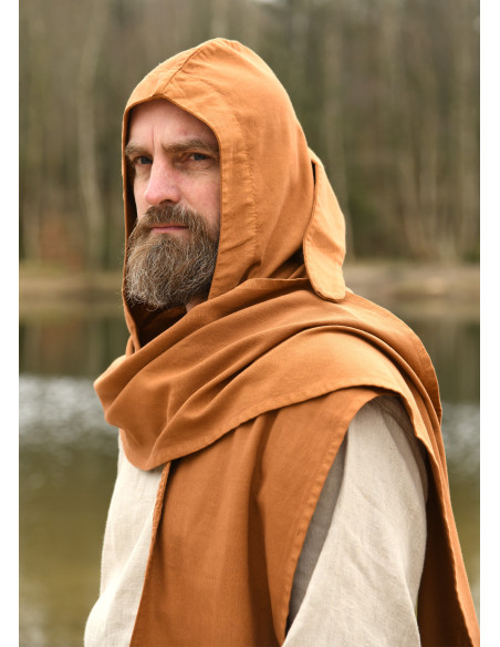 Medieval tørklæde med hætte i bomuld,...