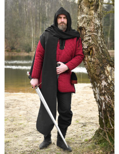 Medieval tørklæde med hætte i bomuld, sort