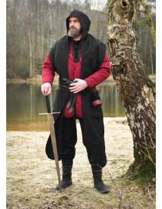 Bufanda medieval con capucha en algodón, color negro 2