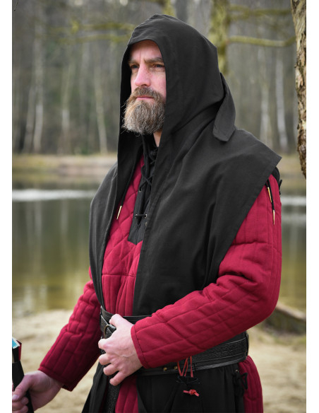 Medieval tørklæde med hætte i bomuld,...