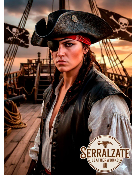 Piratenhut Tricorn aus Leder Deluxe,...