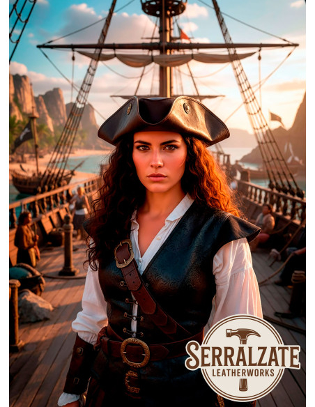 Piratenhut Tricorn aus Leder Deluxe,...