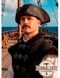 Pirathat Tricorn i læder Deluxe, mørkebrun 2