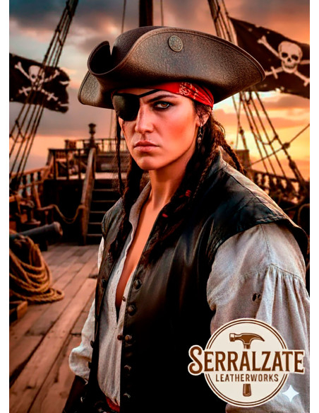 Sombrero Pirata Tricornio de Cuero... Sombrero Pirata Tricornio de Cuero...