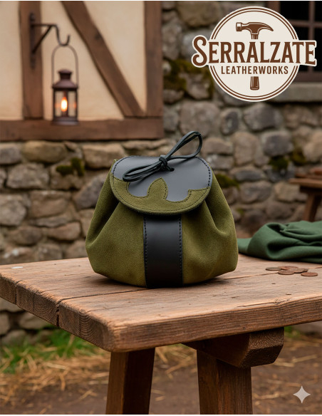 Bolso limosnera medieval cuero modelo...
