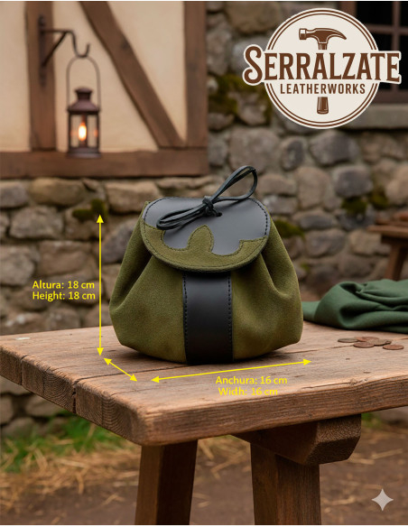 Bolso limosnera medieval cuero modelo...