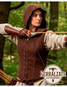 Chaleco Arquera medieval para mujer en marrón oscuro