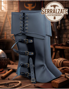 Mittelalterliche, schwarze Valerio-Gamaschen, verstellbar 2