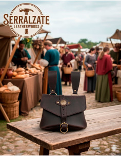 Mittelalterliche Sancho-Tasche in Dunkelbraun mit...