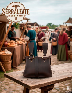 Medievaltaske Sancho i mørkebrun med keltiske knuder 2