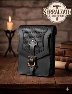 Medieval skuldertaske i læder model Jabardo, sort