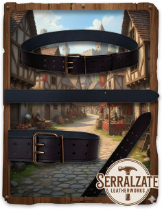 Cinturón medieval Horacio con doble cierre, negro 2