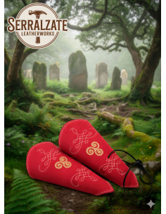 Brazaletes arquero cuero serraje rojo, modelo Nyara 2