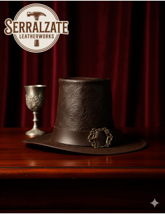 Sombrero del brujo oscuro en cuero Deluxe, color marrón 2