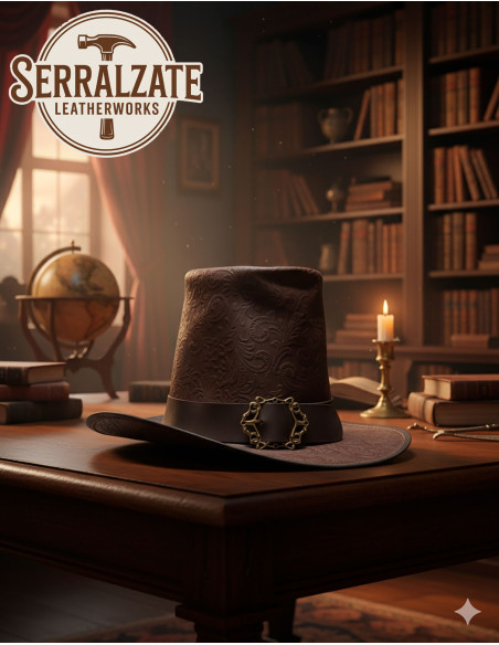 Zwart toverhoed van leer Deluxe, bruin