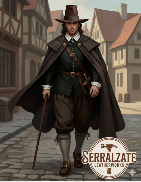 Zwart toverhoed van leer Deluxe, bruin