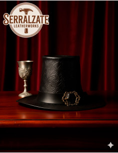 Sombrero del brujo oscuro en cuero Deluxe, color negro 2