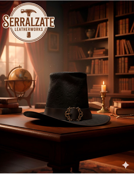 Sort troldmandshat i læder Deluxe, sort