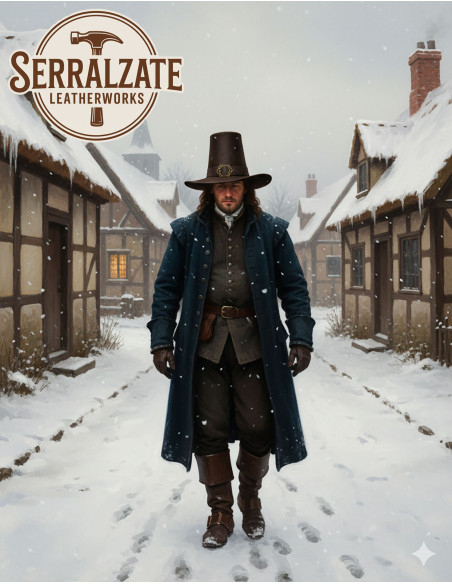 Sort trylleshat i glat læder, brun farve