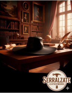 Mittelalterlicher Lederhut Modell Alatriste, schwarz 2