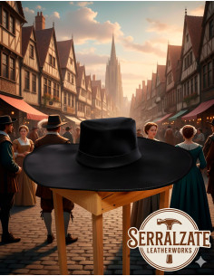 Mittelalterlicher Lederhut Modell Alatriste, schwarz