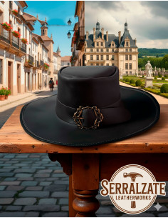 Mittelalterlicher Lederschädel im Hidalgo-Modell, schwarz