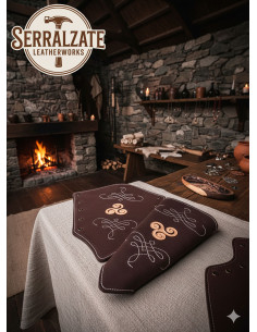 Brazaletes arquero cuero serraje marrón oscuro, modelo Nyara 2