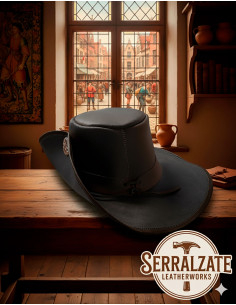 Sombrero medieval en cuero modelo Flandes, color negro 2