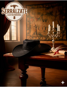 Medieval hat i læder Deluxe model Flandres, sort 2