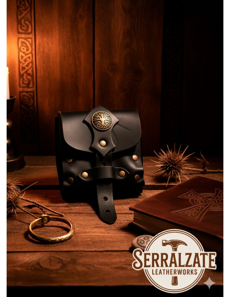 Druïde's zwarte aalmoesentas in zwart