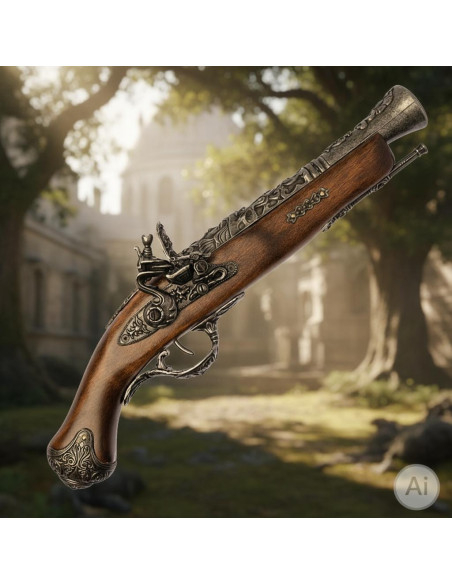 Blåt fransk flintlåspistol, 1600-tallet