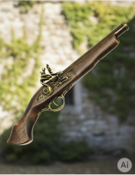 Pistola larga antigua de pedernal