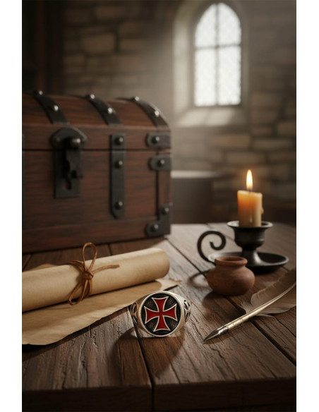 Emaljeret Templar Cross Ring