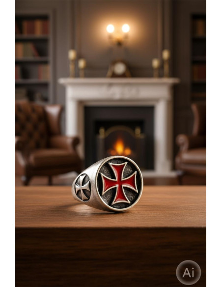 Emaljeret Templar Cross Ring