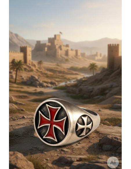 Emaljeret Templar Cross Ring