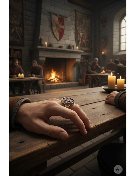 Emaljeret Templar Cross Ring