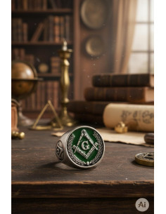 Groen geëmailleerde vrijmetselaarsring 2