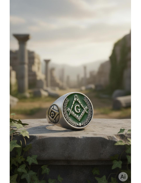 Anillo masónico esmaltado verde
