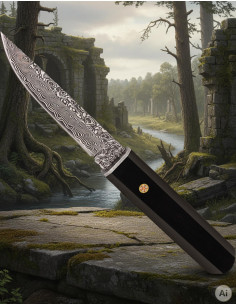 Cuchillo deportivo aventura Albainox hoja damasco (22 cm.)