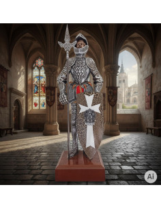 Medieval Armor Miniature med spyd og skjold, 50 cm.