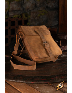 Bolso medieval de viaje en cuero, color marrón claro
