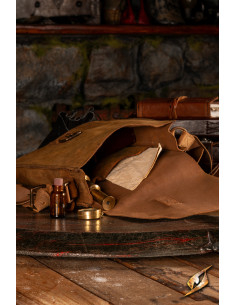 Bolso medieval de viaje en cuero, color marrón claro 2