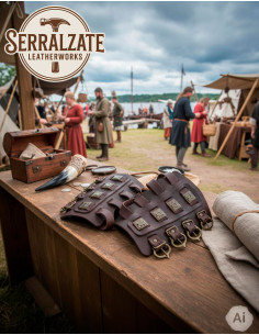 Brazaletes vikingos Aslaug en marrón oscuro 2