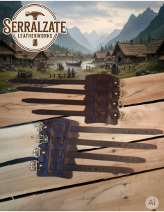 Viking armbanden Gunnar in donkerbruin leer