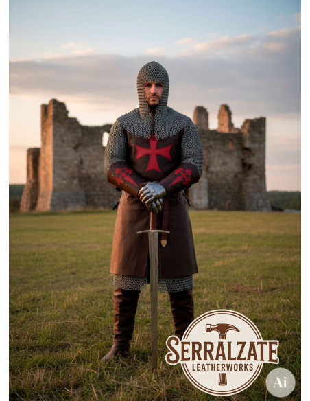 Templararmbånd Cruz de Santiago i brunt