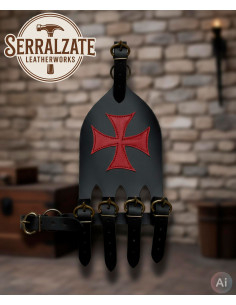 Tahalí cruz templaria para espada de hoja recta en negro