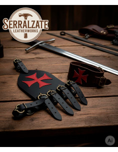 Tahalí kruis templar voor zwaard met rechte blad in zwart 2