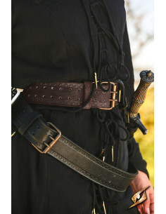 Piratenriem van leermodel Hunter, zwart