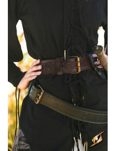 Piratenriem van leermodel Hunter, zwart 2